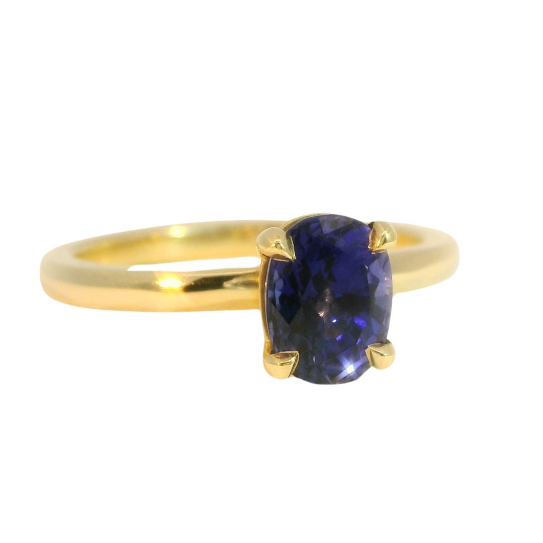 Blue Sapphire Solitaire Engagement Ring