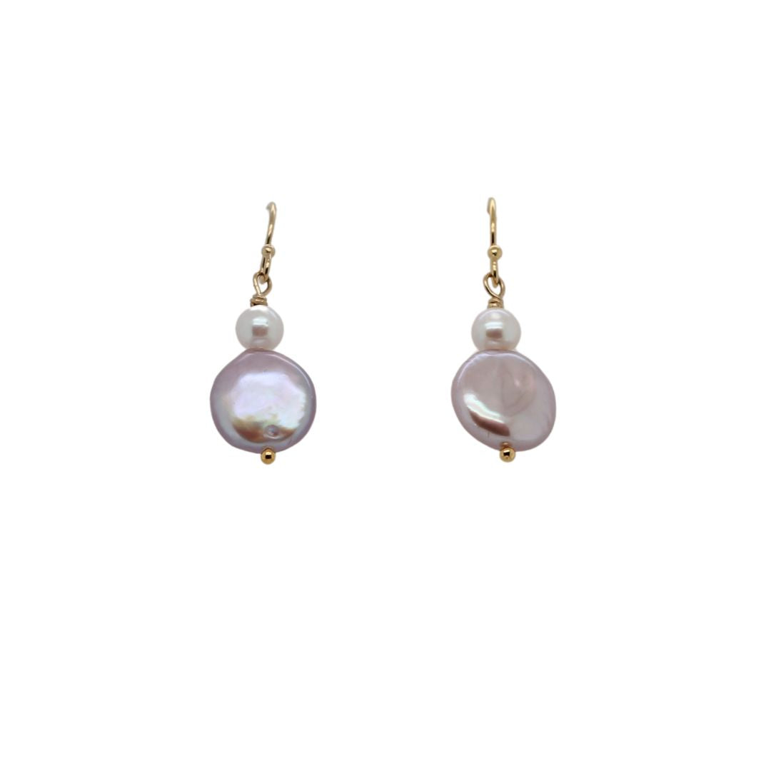 Small Coin Pearl Drop Earrings