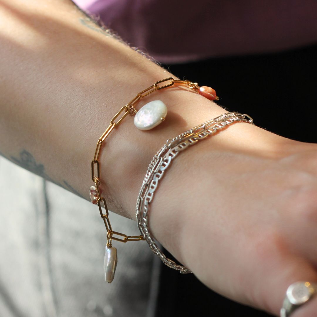 Assorted Pearl Charm Bracelet