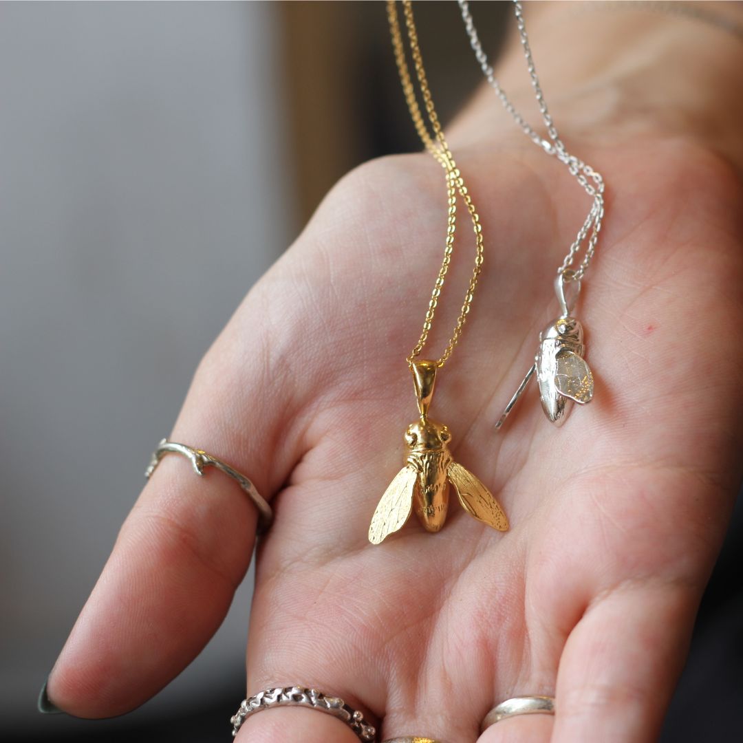 Gold-plated Sculptural Bee Necklace