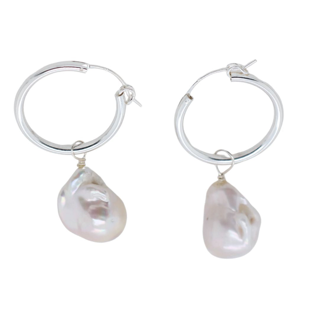 Large Baroque Pearl Drop Hoops