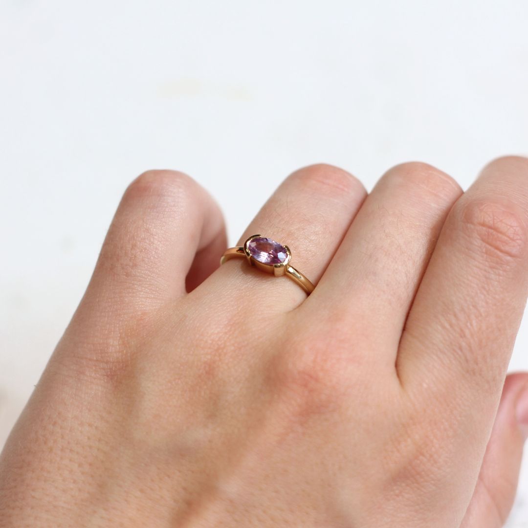 Pink Dahlia - Pink Sapphire Engagement Ring