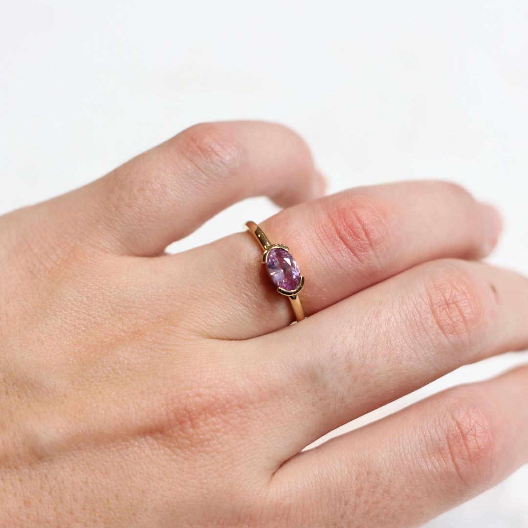 Pink Dahlia - Pink Sapphire Engagement Ring