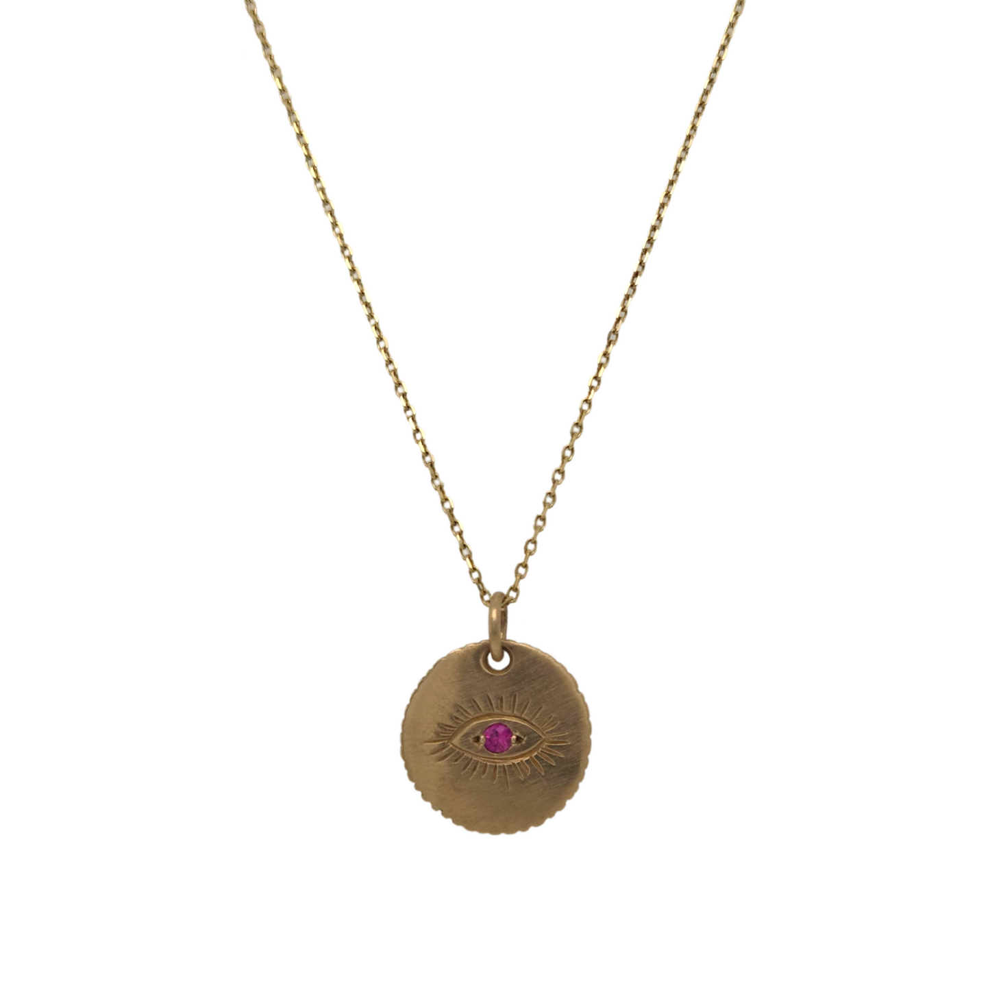 Pink Sapphire Evil Eye Necklace