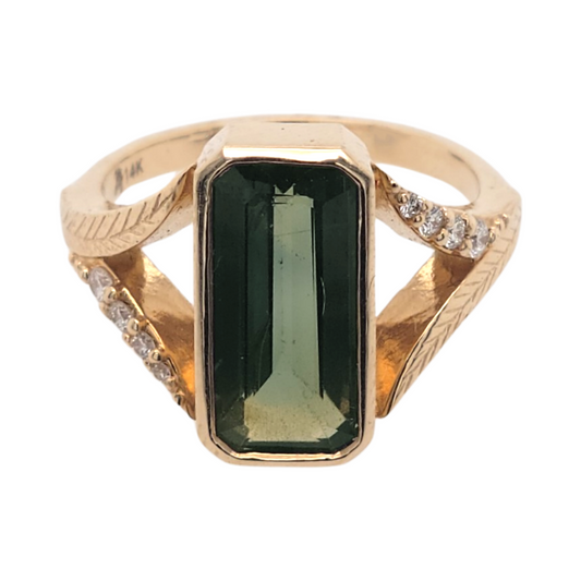 Elongated Green Sapphire Ring