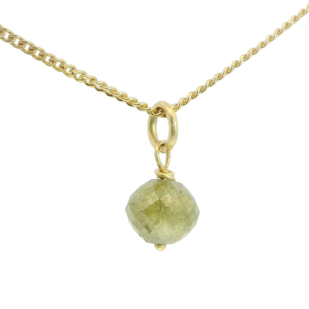 Gold Green Diamond Bead Necklace