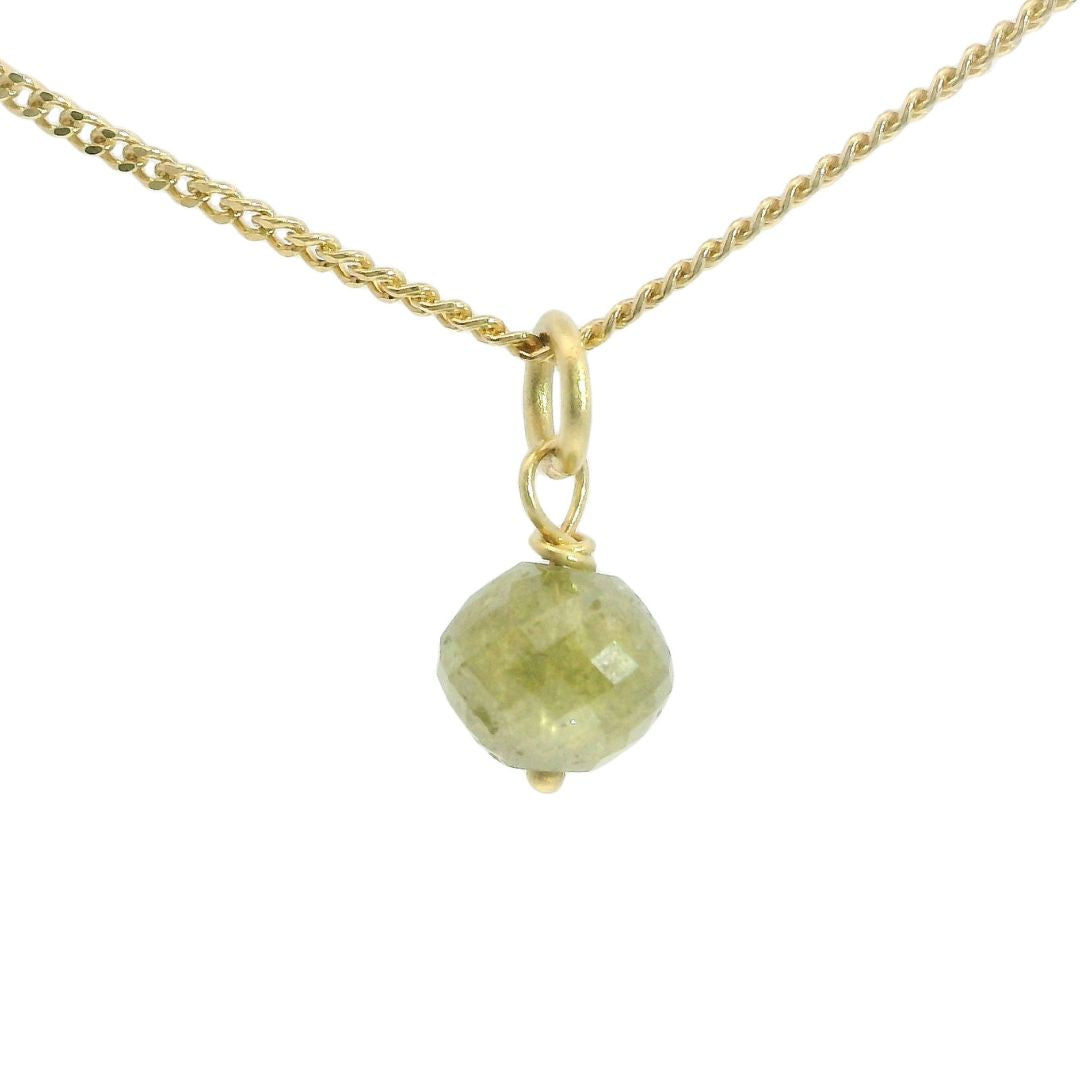 Gold Green Diamond Bead Necklace