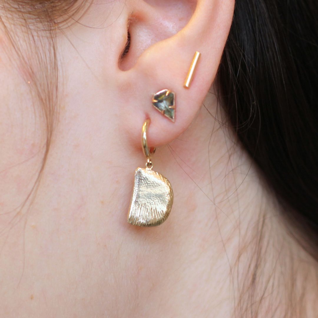 Gold Carved Half-Moon Earrings