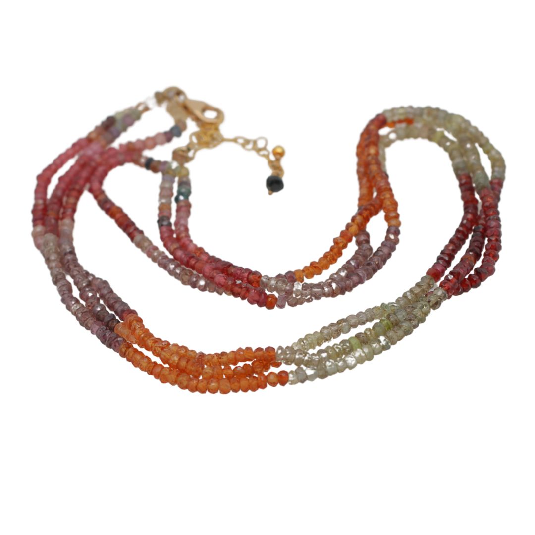 Three Strand Garnet Bead Necklace