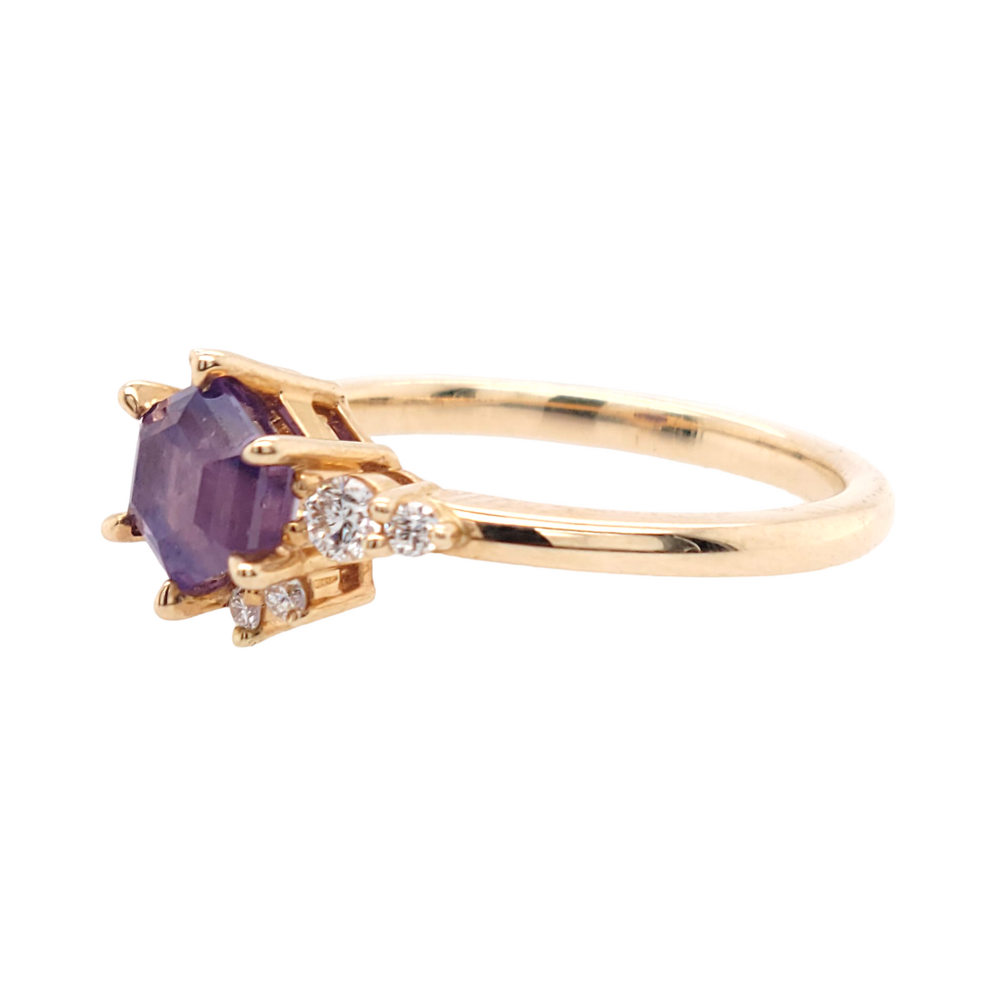 Hexagonal Purple Sapphire Ring