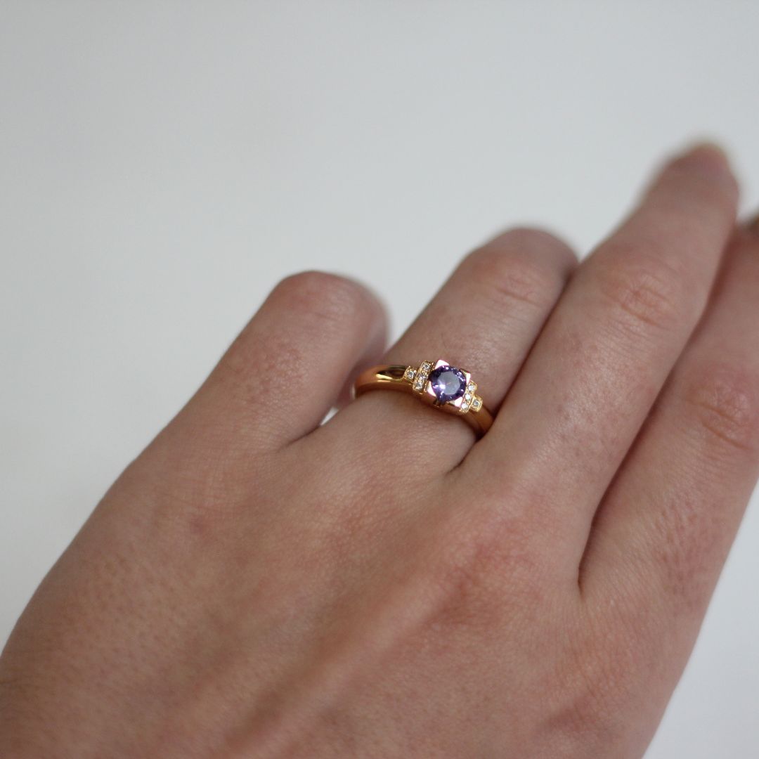 Round Purple Sapphire Ring