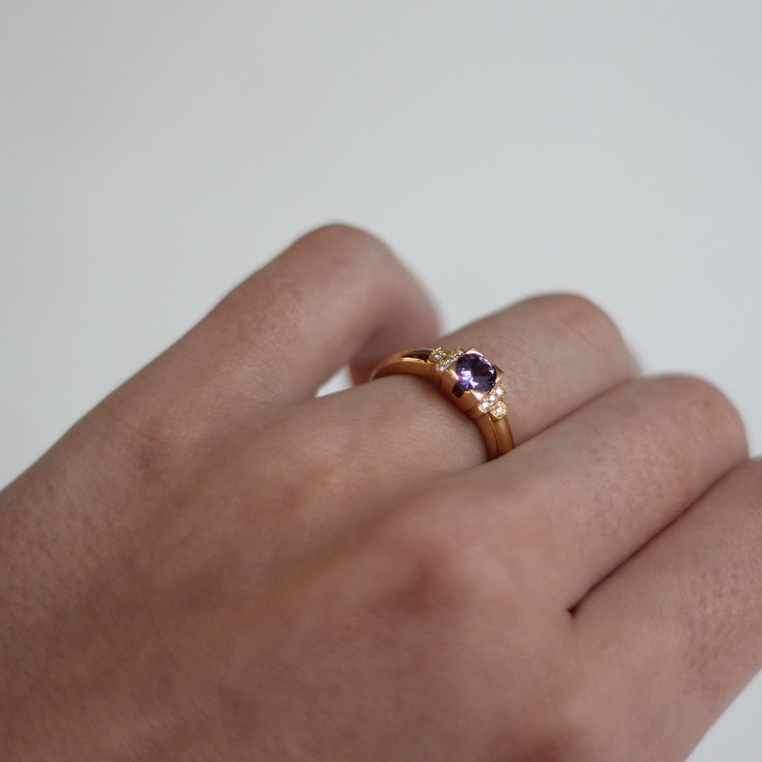 Round Purple Sapphire Ring