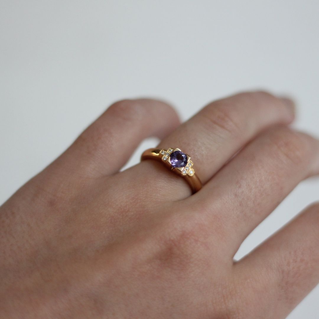 Round Purple Sapphire Ring