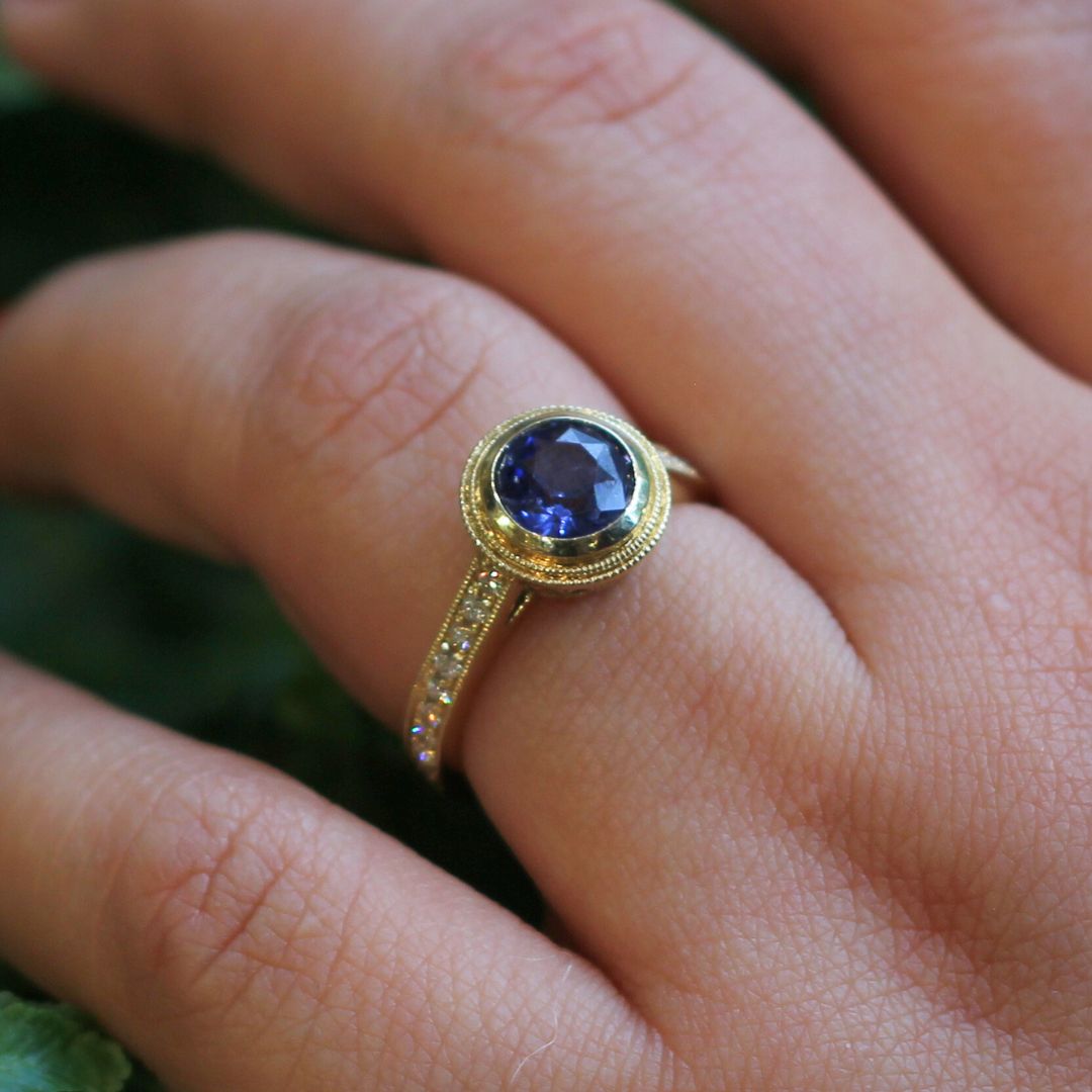 Round Blue Sapphire Ring