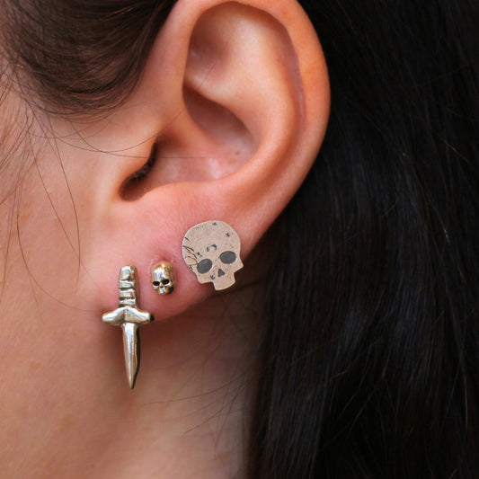 Textured Flat Skull Studs