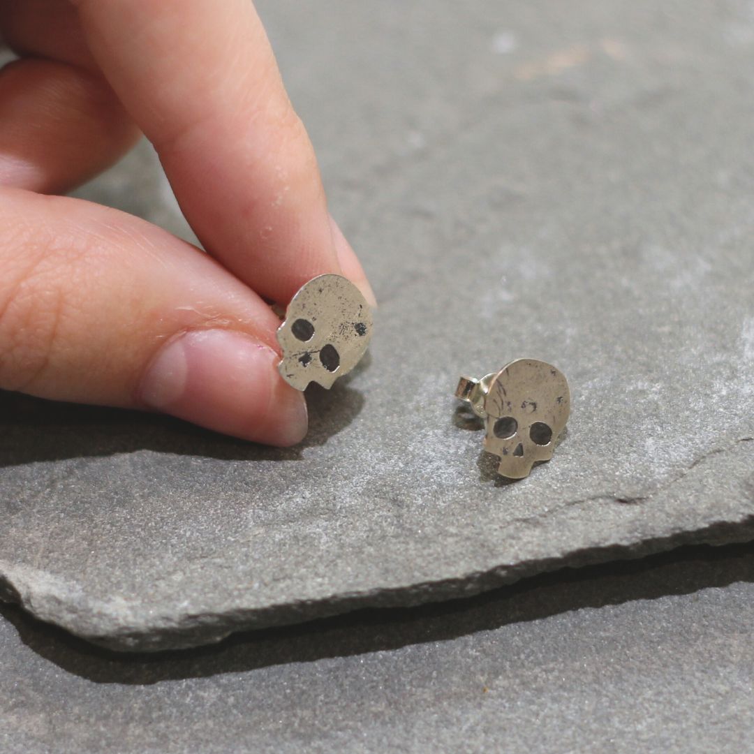 Textured Flat Skull Studs