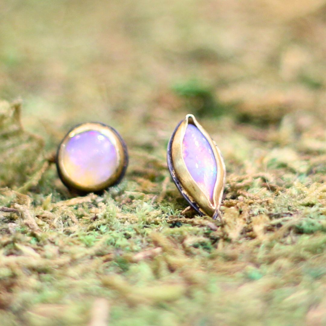 Opal Rough Gold Studs