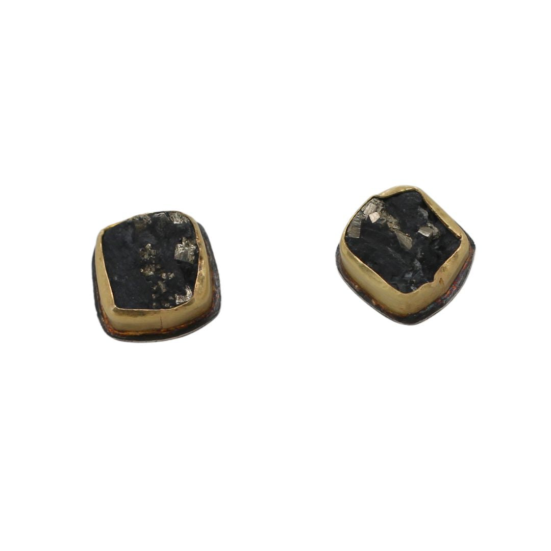 Pyrite Rough Gold Studs