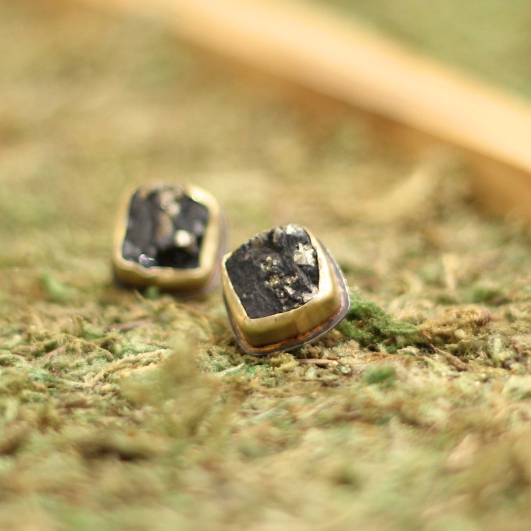 Pyrite Rough Gold Studs