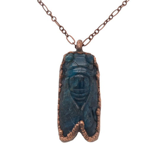 Blue Apatite Cicada Necklace