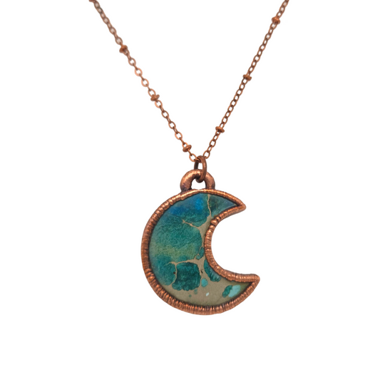 Blue Sea Jasper Moon Necklace