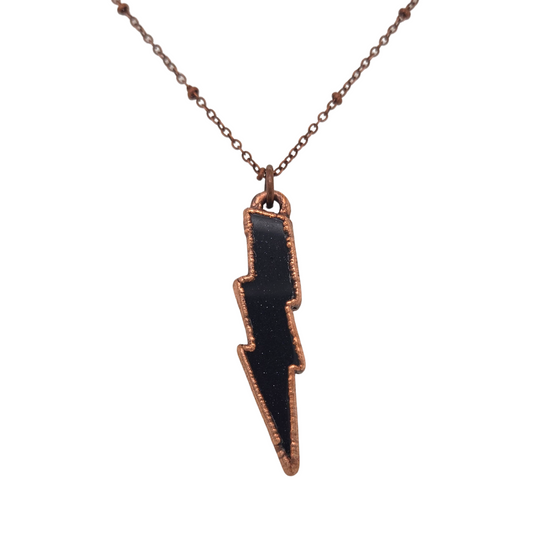 Black Goldstone Lightning Bolt Necklace