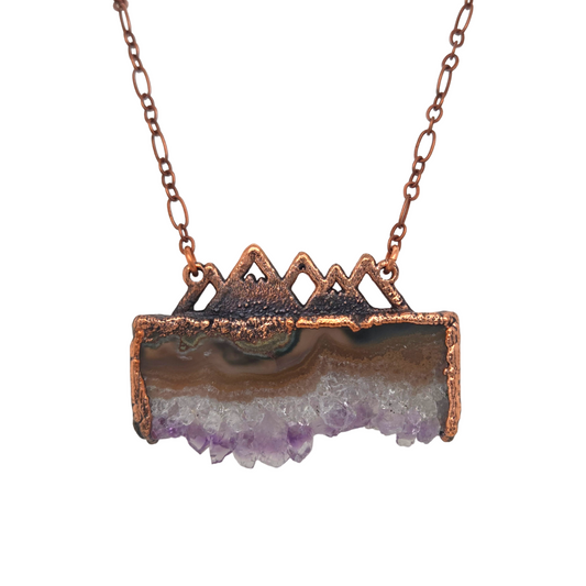 Amethyst mountain mirror necklace