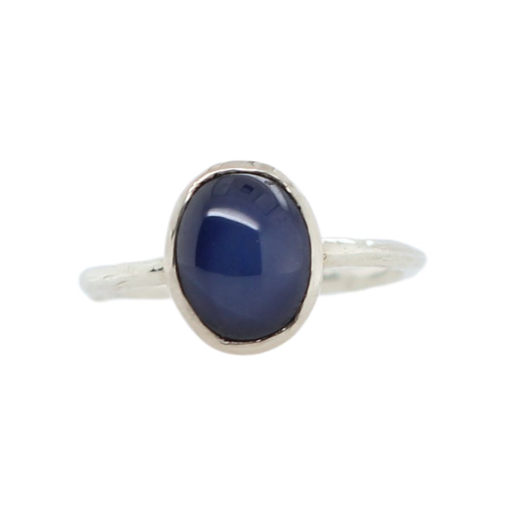 Blue Sapphire Cabashon Engagement Ring