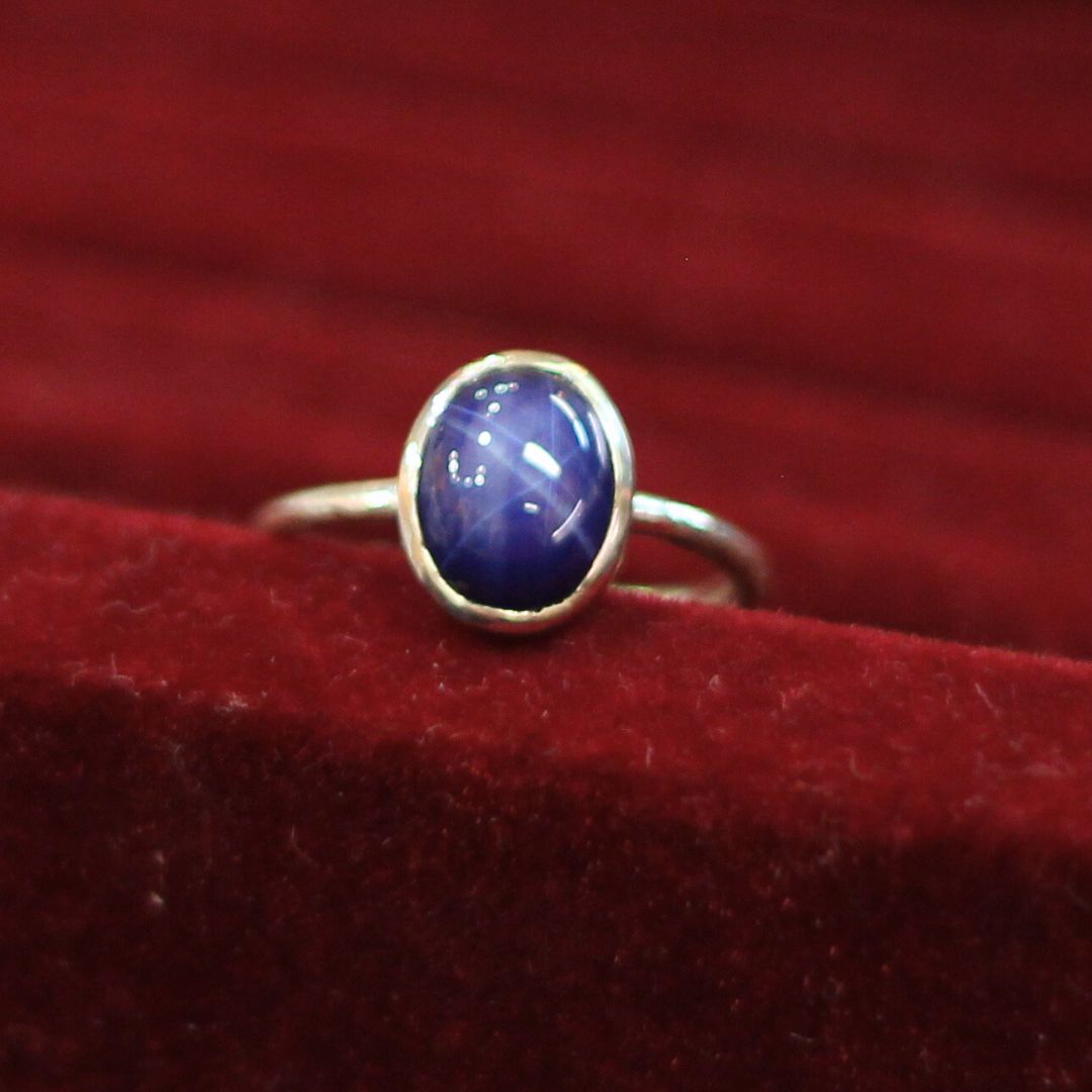 Blue Sapphire Cabashon Engagement Ring