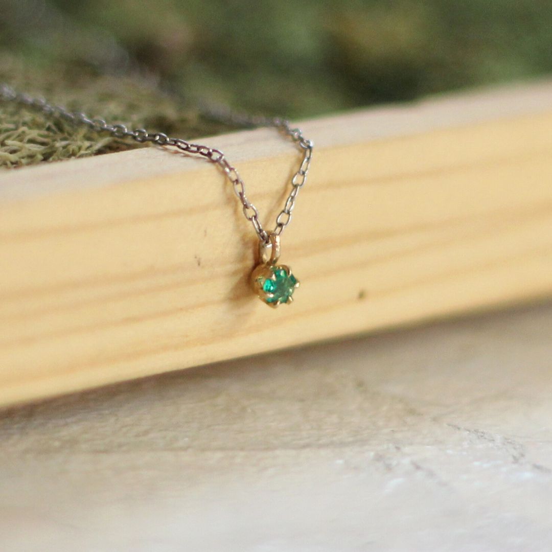 Mini Rough Emerald Necklace