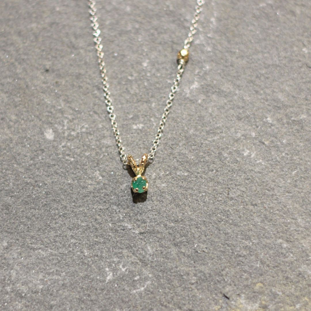 Petite Rough Emerald Necklace