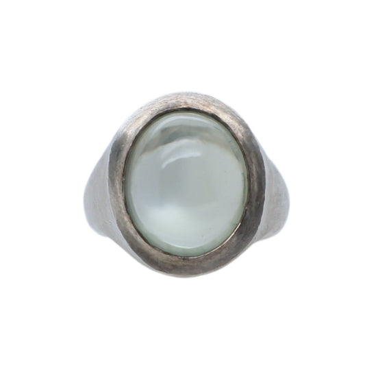 Chunky Cabochon Aquamarine in Silver Ring