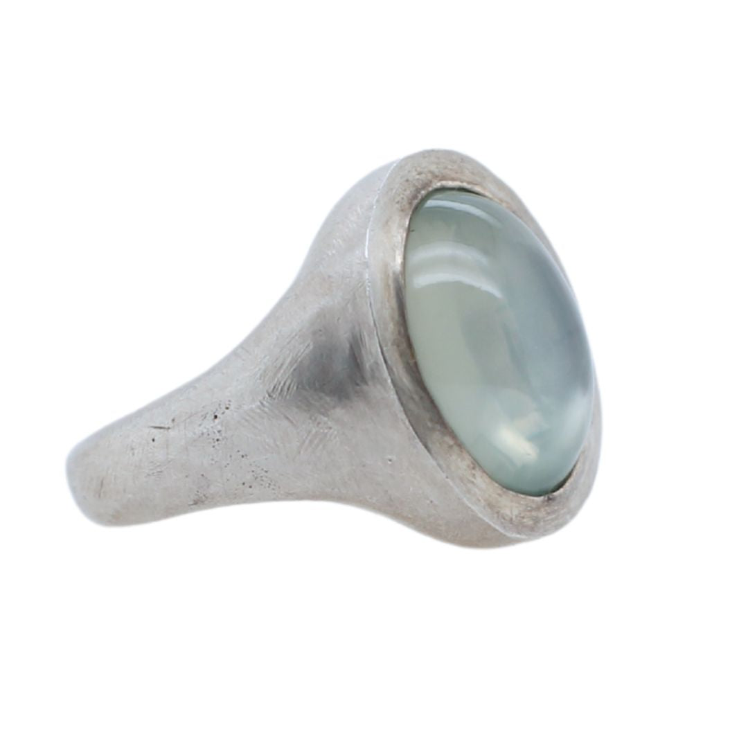 Chunky Cabochon Aquamarine in Silver Ring