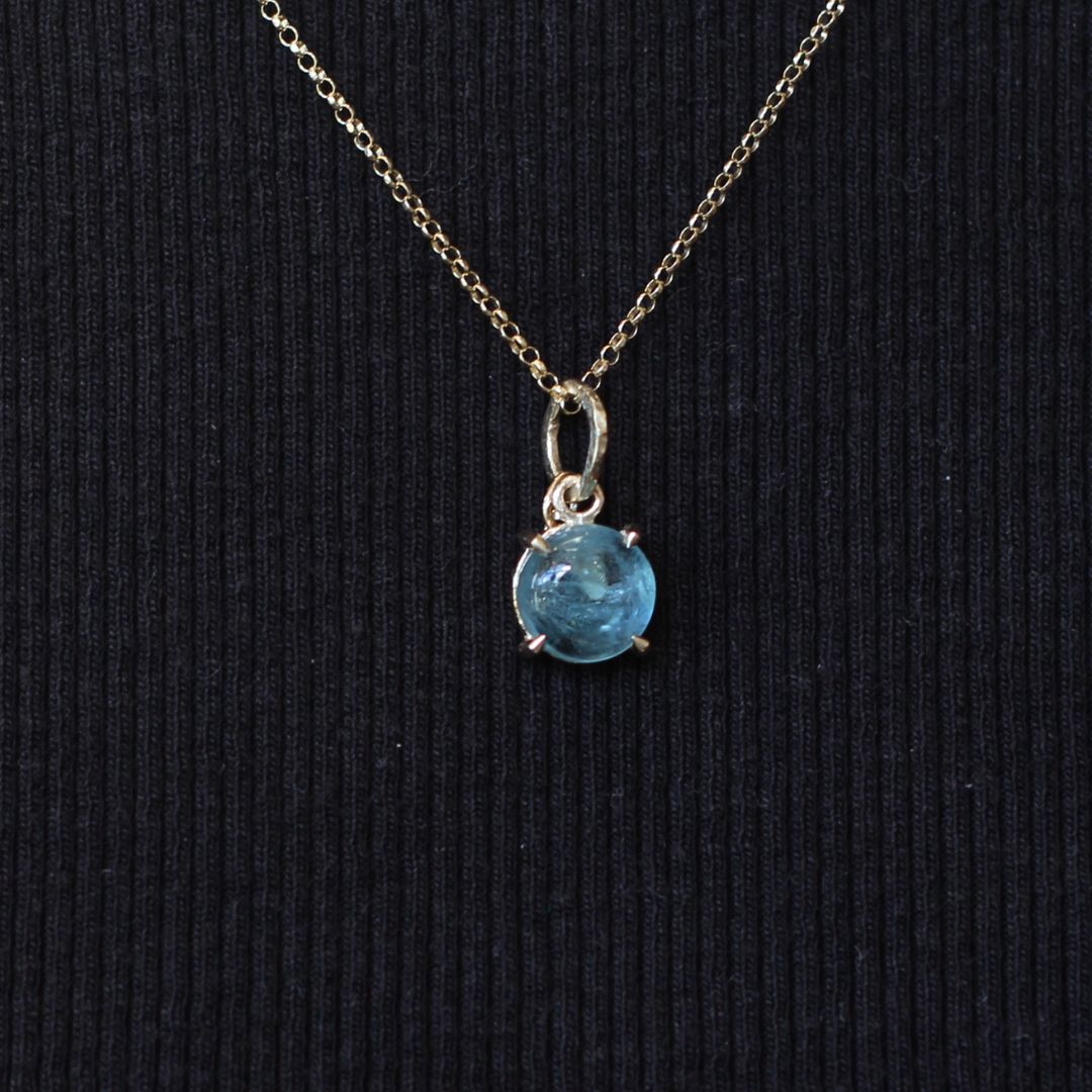 Aquamarine Gold Dimple Necklace