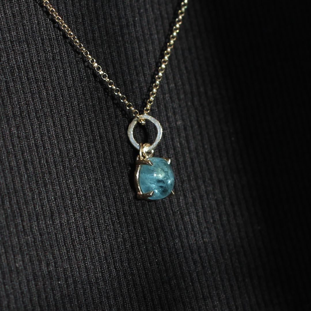 Aquamarine Gold Dimple Necklace