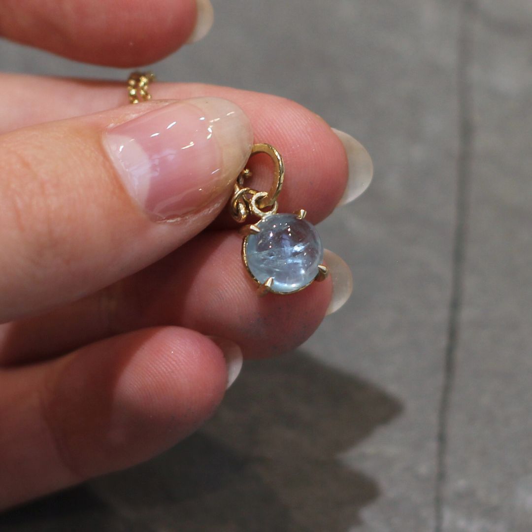 Aquamarine Gold Dimple Necklace