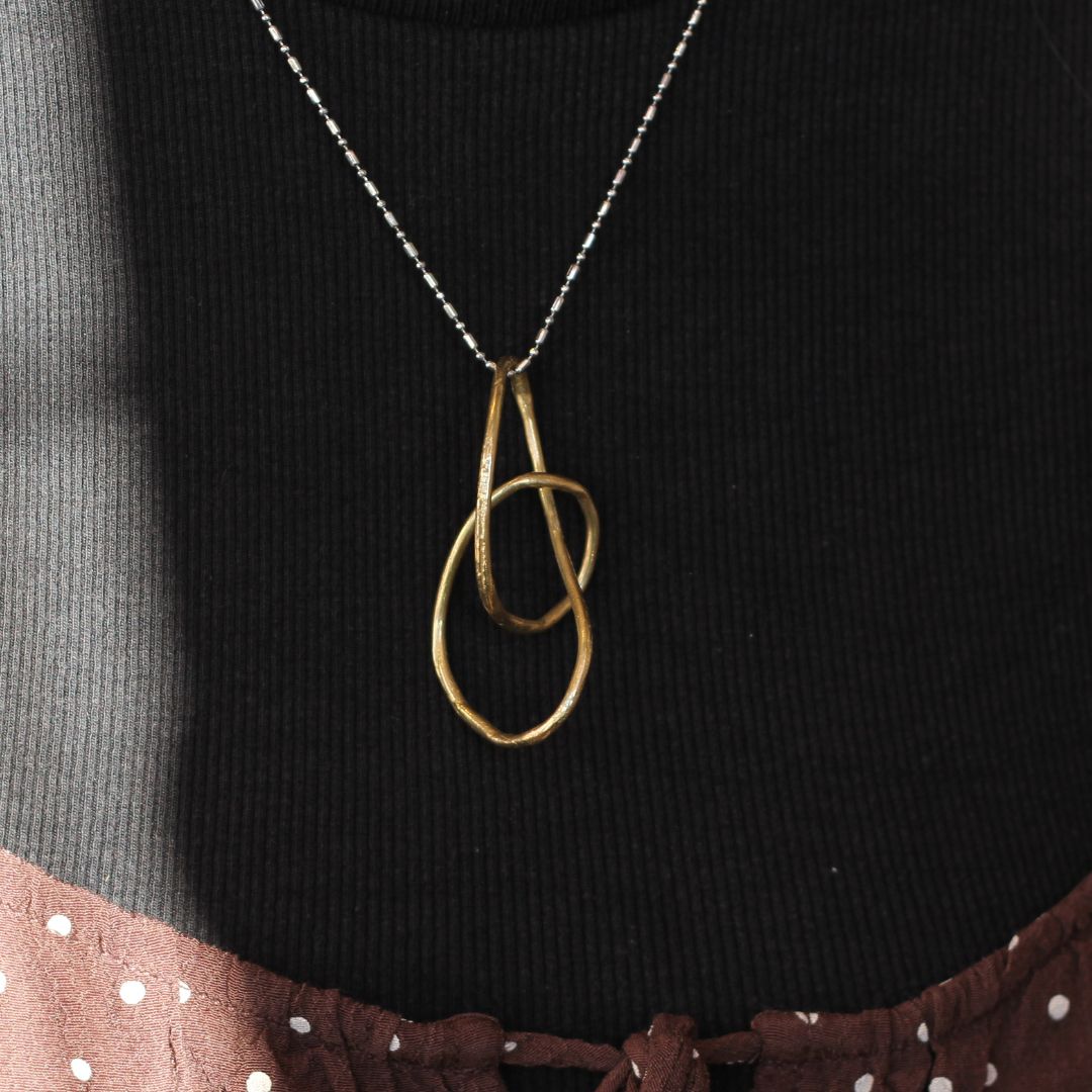 Sculpted Brass Swirl Necklace