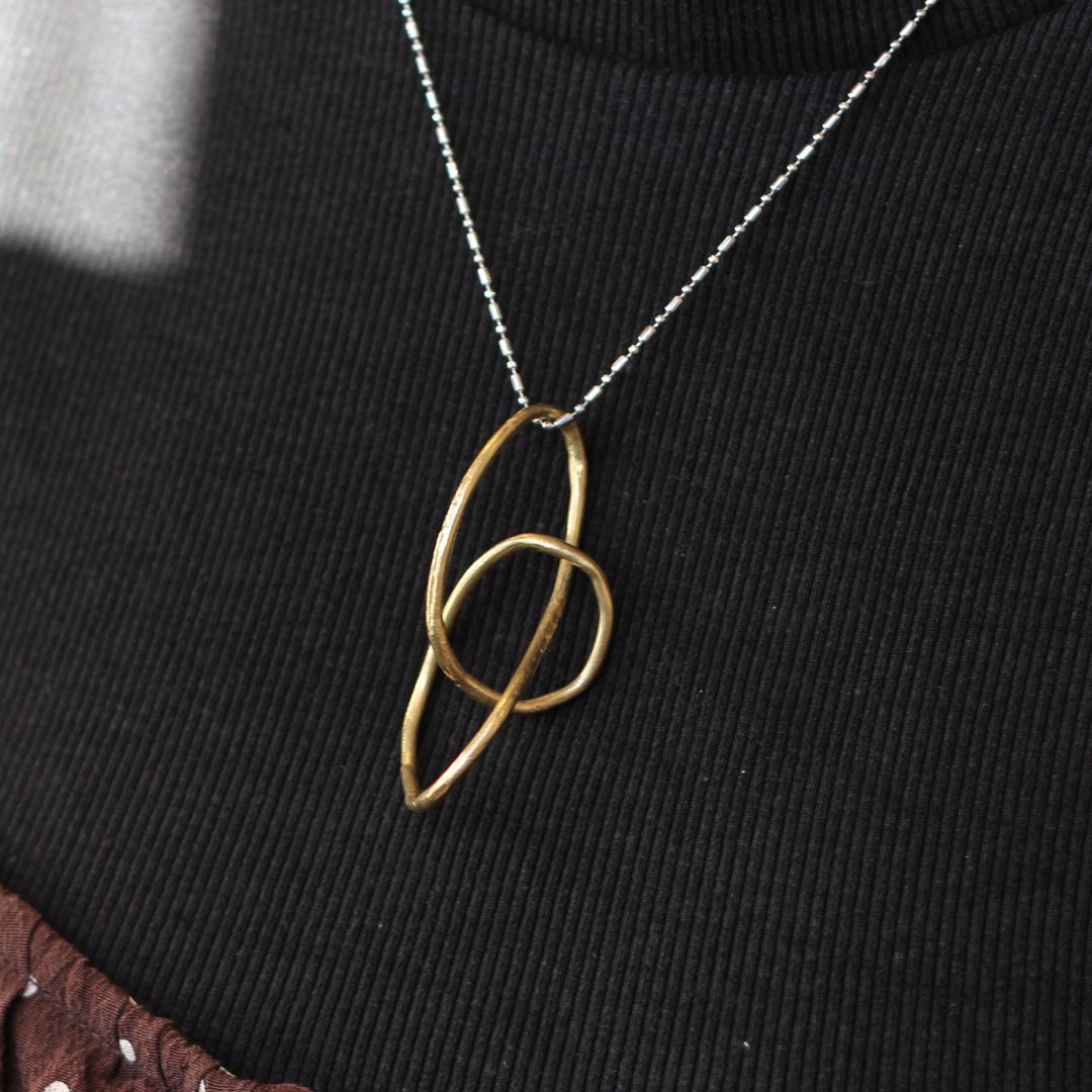 Sculpted Brass Swirl Necklace