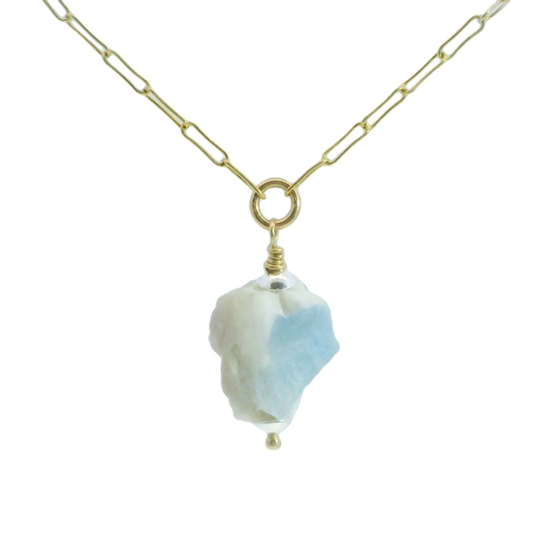 Rough Aquamarine Rock Necklace