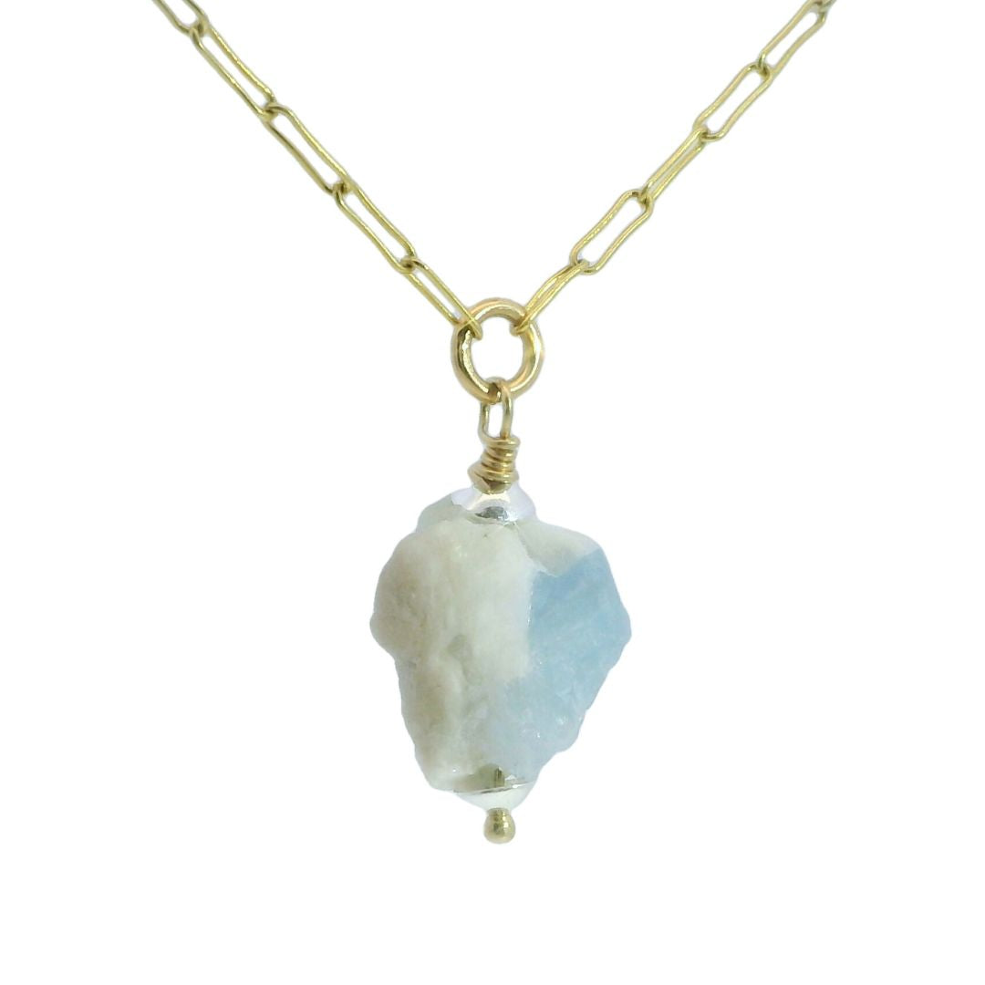 Rough Aquamarine Rock Necklace