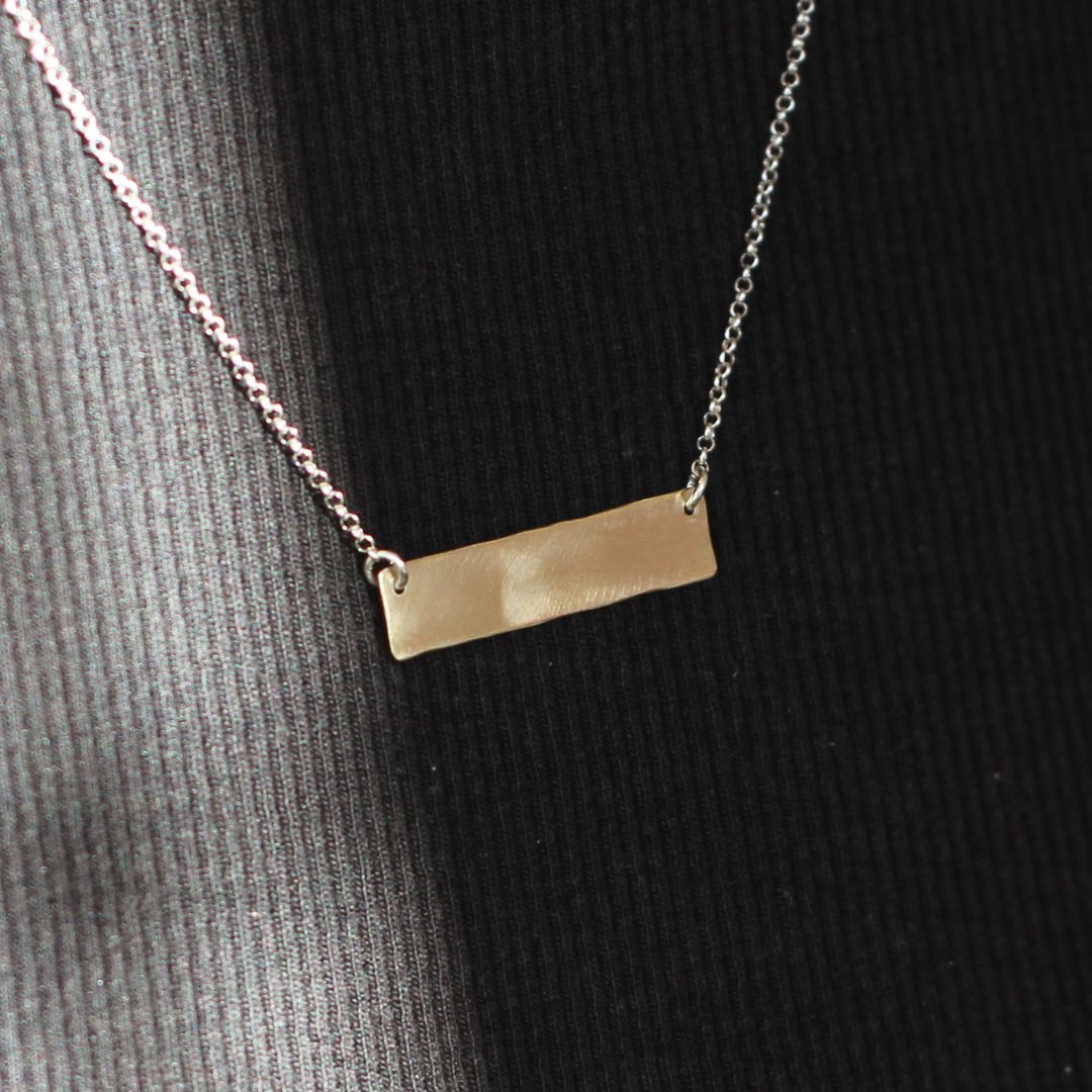 Engravable Gold Bar Necklace