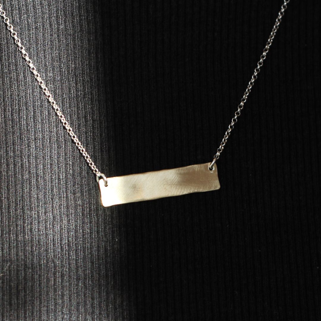 Engravable Gold Bar Necklace