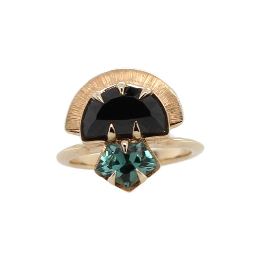 Yzma - Black and Mint Crowned Ring