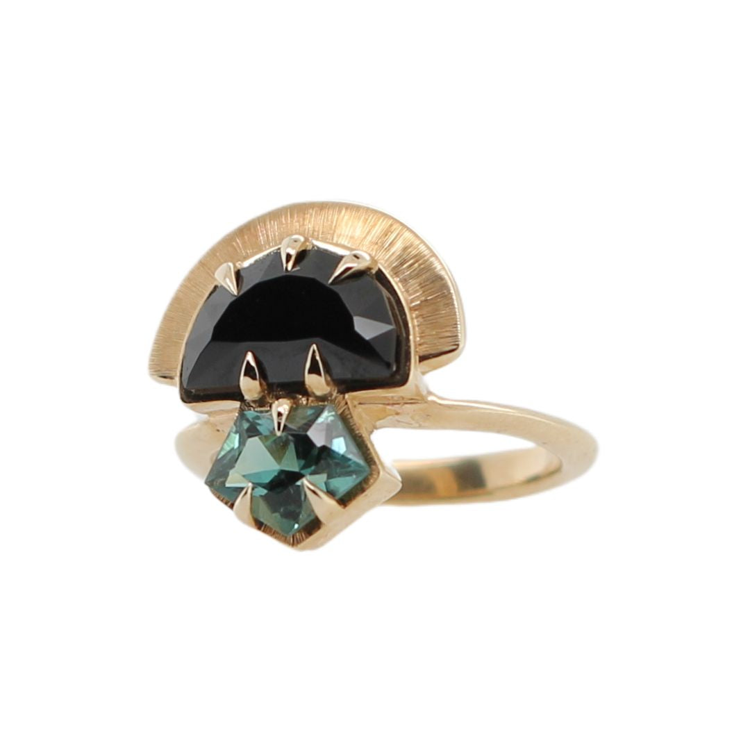 Yzma - Black and Mint Crowned Ring