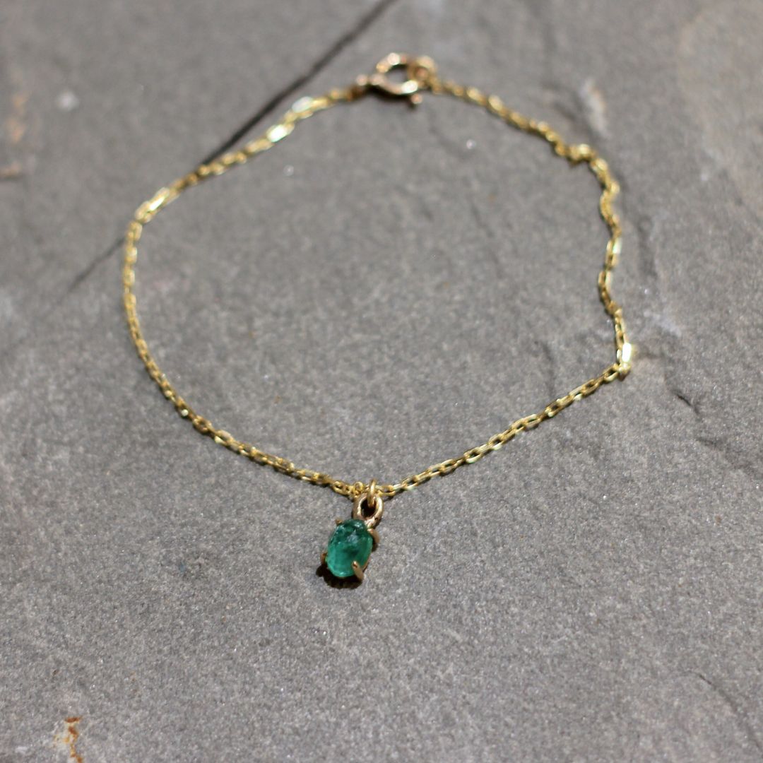 Gold Emerald Charm Bracelet