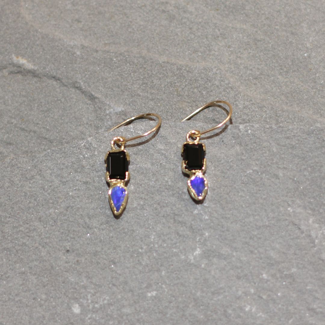 Opal & Onyx Drop Earrings