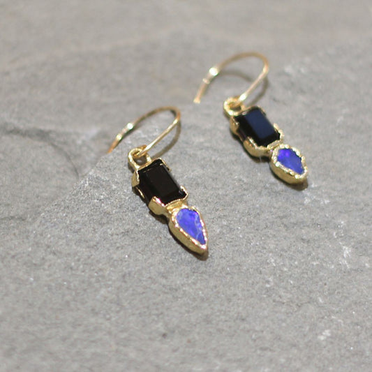 Opal & Onyx Drop Earrings