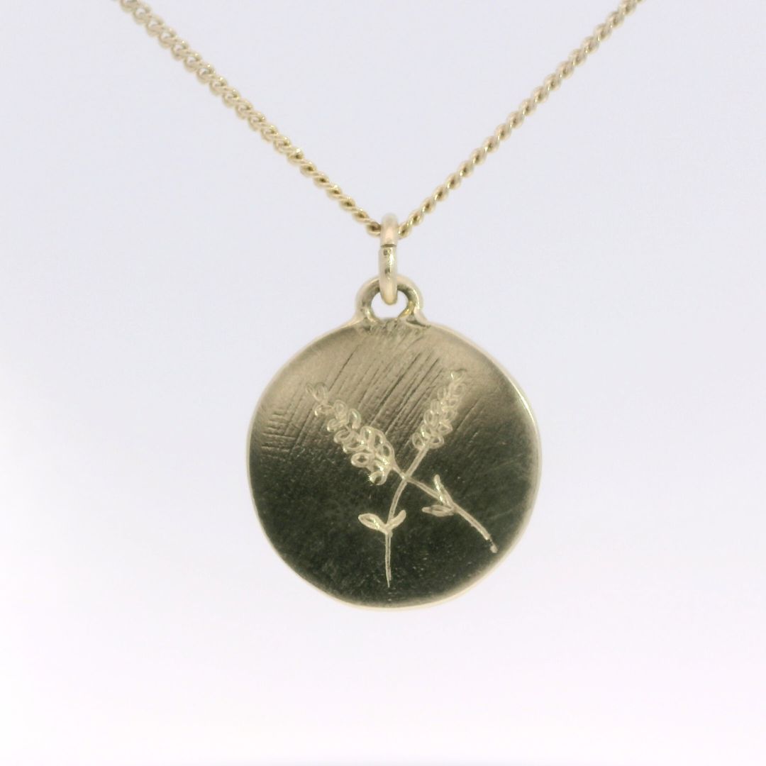 Dual Engraved Flower Gold Coin Necklace