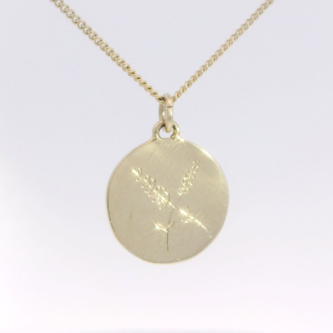 Dual Engraved Flower Gold Coin Necklace