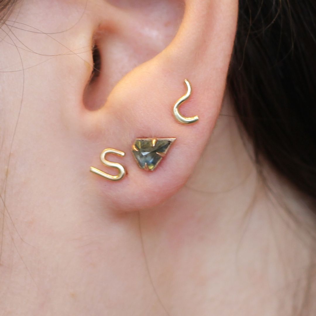 Gold Squiggle Studs